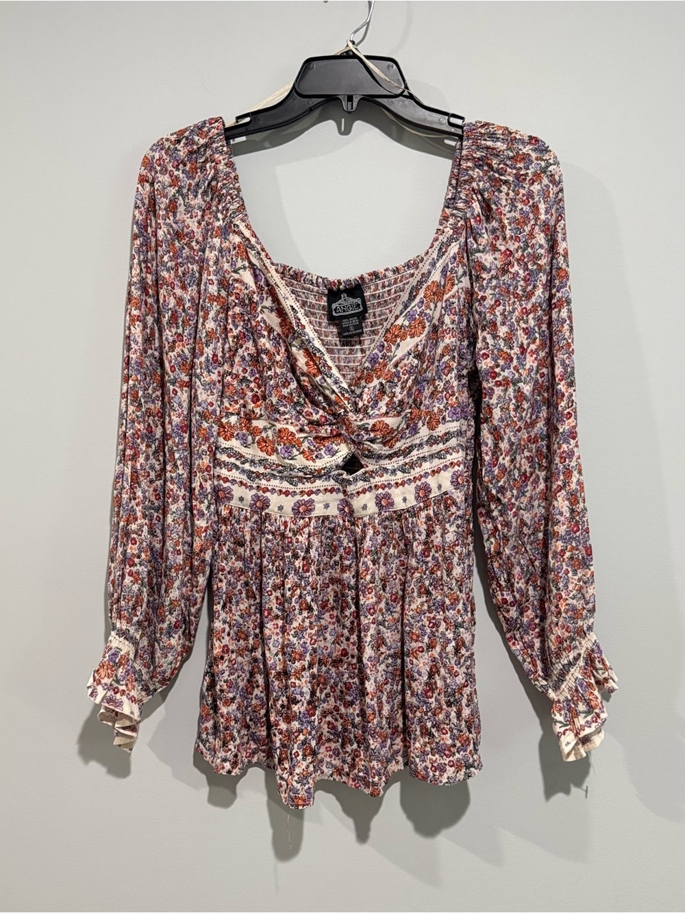 NWT Angie Boho Floral Peasant Top - Multicolor SZ S